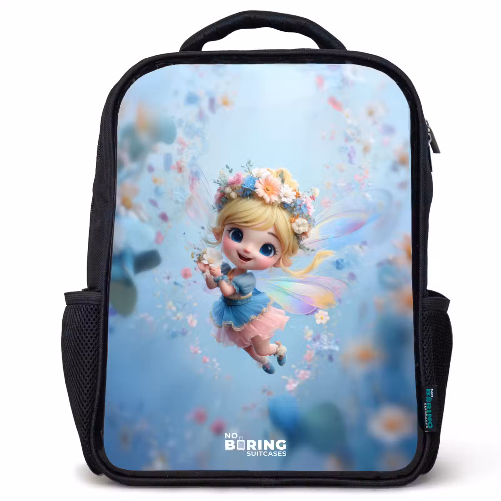 Kids backpack - Black - Butterfly Fairy in Flower Air — 1