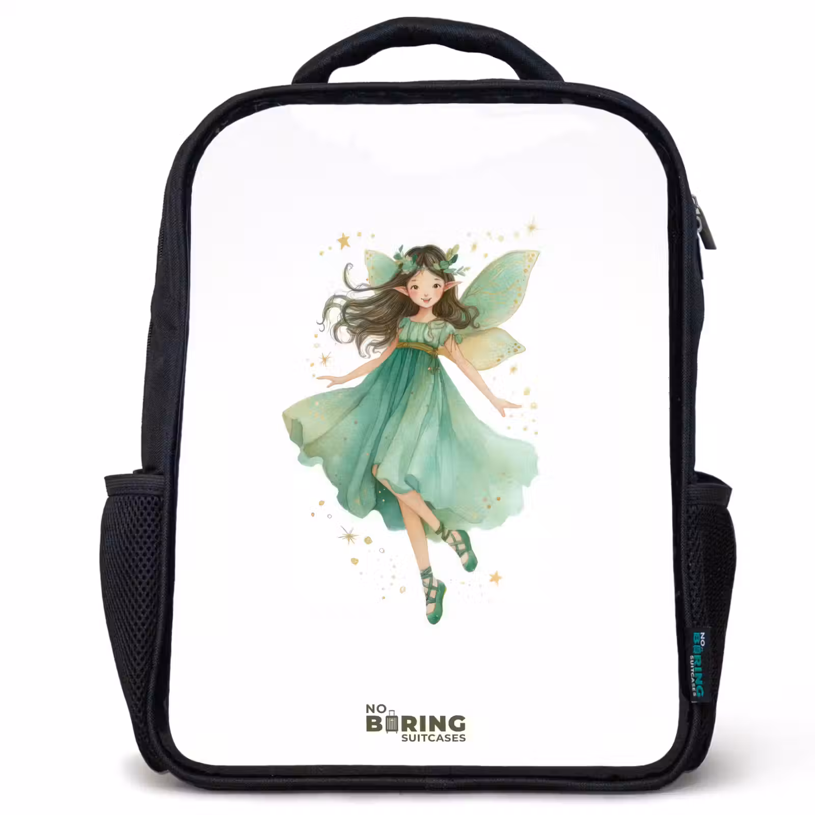 Kids backpack - Black - Floating green elf — 1