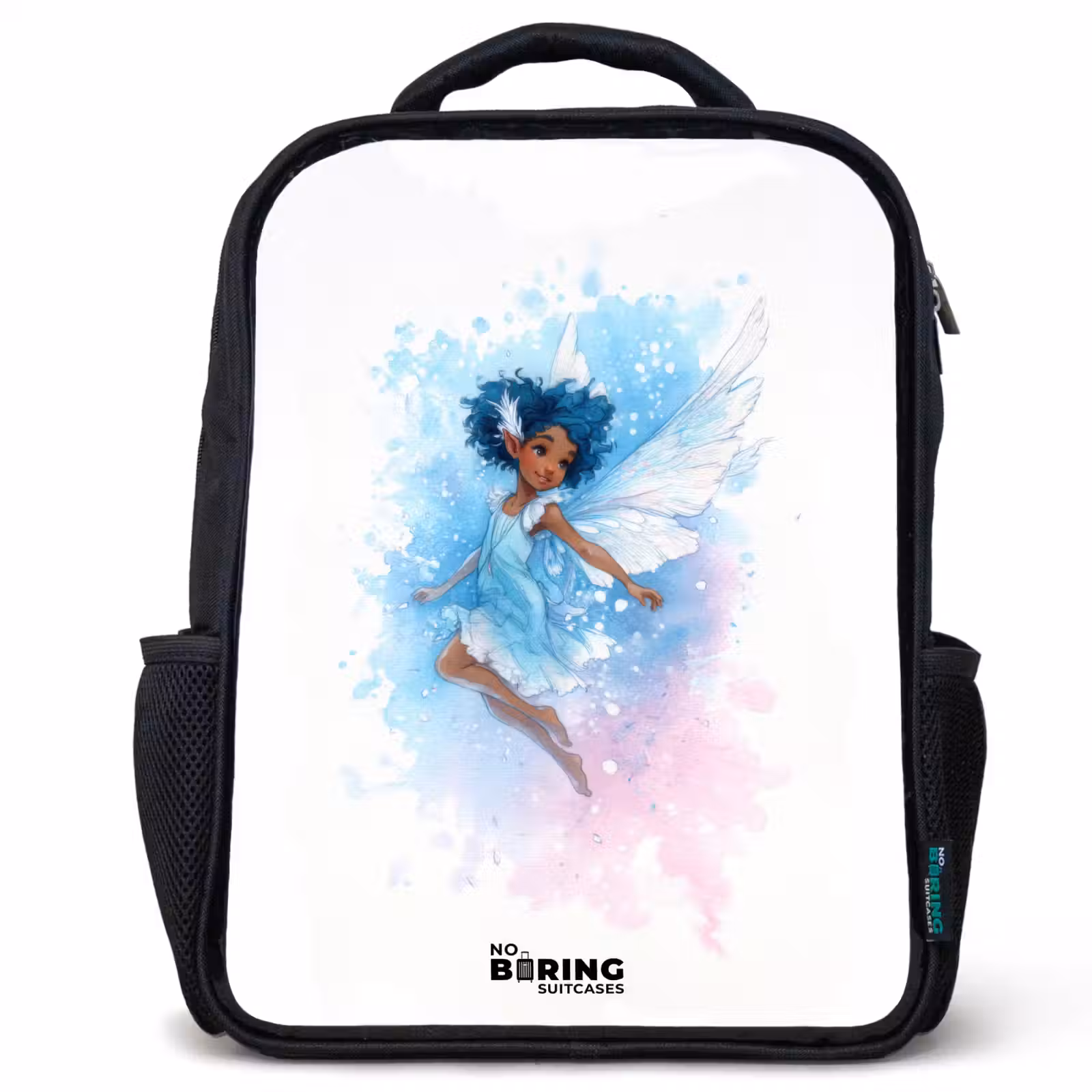Kids backpack - Black - Flying fairy in shades of blue — 1