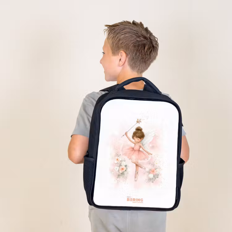 Kids backpack - Black - Ballerina fairy in pink — 2