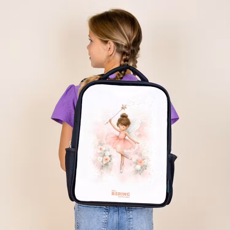 Kids backpack - Black - Ballerina fairy in pink — 4