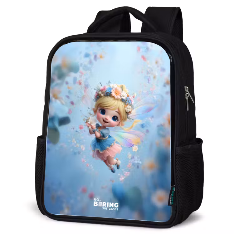 Kids backpack - Black - Butterfly Fairy in Flower Air — 6