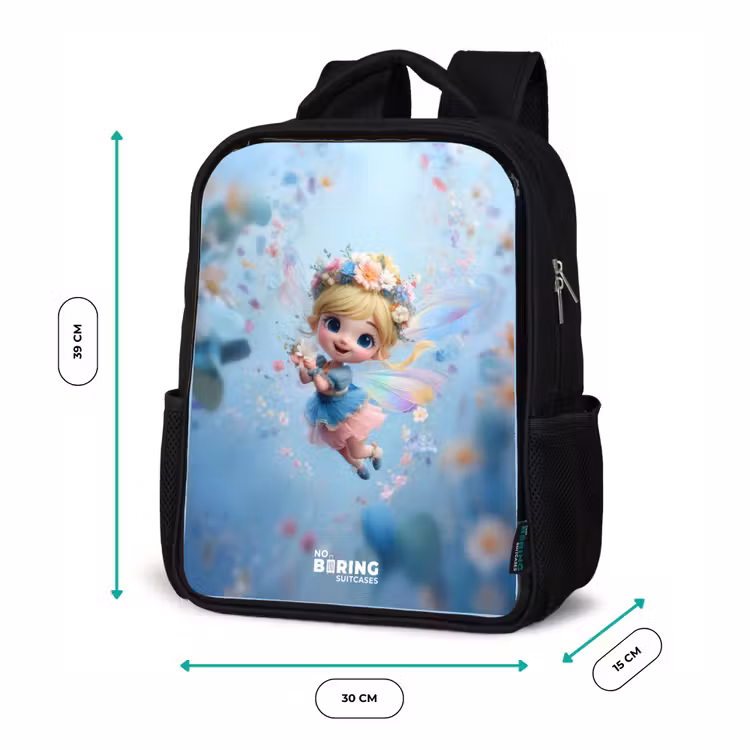 Kids backpack - Black - Butterfly Fairy in Flower Air — 8