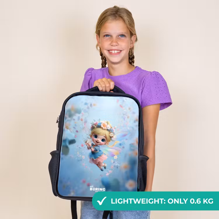 Kids backpack - Black - Butterfly Fairy in Flower Air — 9