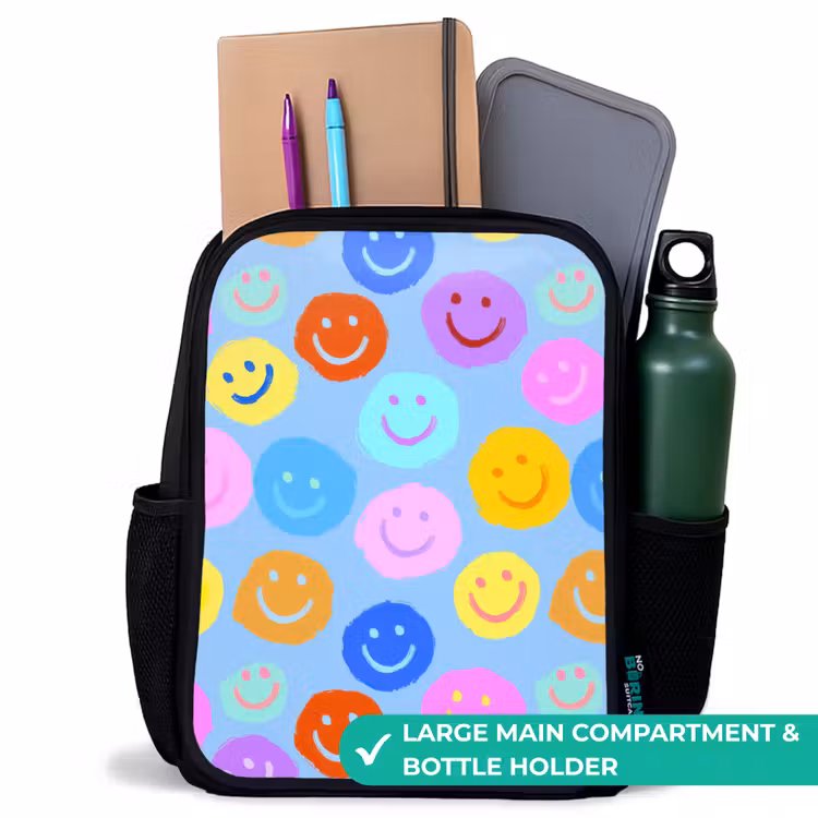 Kids backpack - Black - Cheerful pattern of smileys — 10