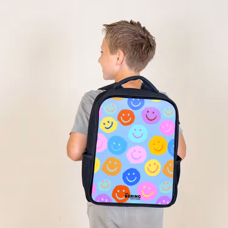 Kids backpack - Black - Cheerful pattern of smileys — 2