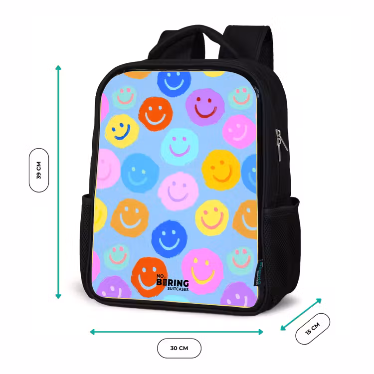 Kids backpack - Black - Cheerful pattern of smileys — 8
