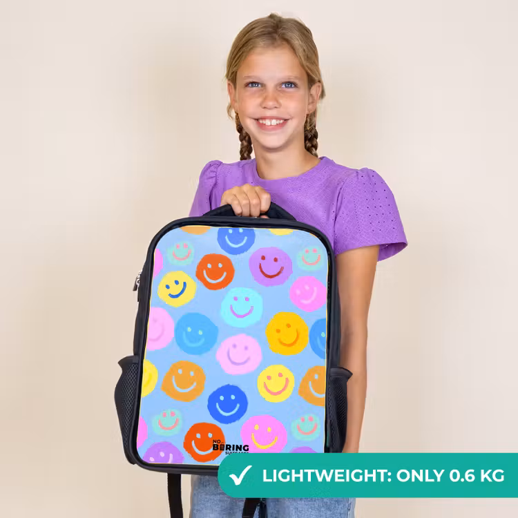 Kids backpack - Black - Cheerful pattern of smileys — 9