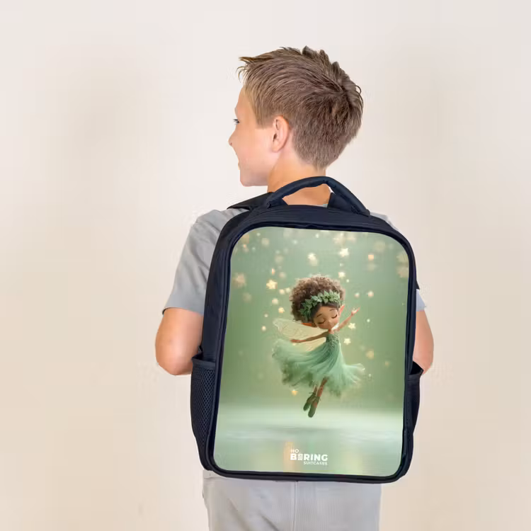 Kids backpack - Black - Dancing fairy in green light — 2