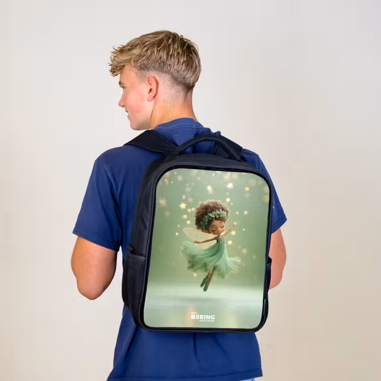 Kids backpack - Black - Dancing fairy in green light — 5