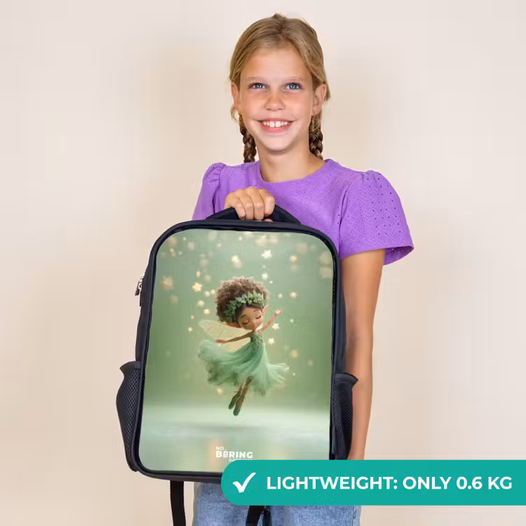 Kids backpack - Black - Dancing fairy in green light — 9