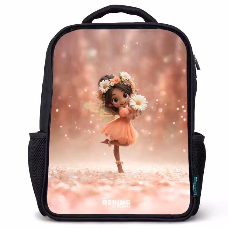 Kids backpack - Black - Fairy with daisies — 1
