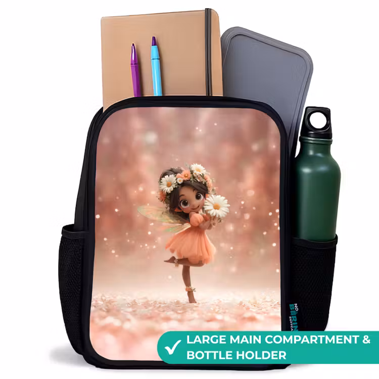 Kids backpack - Black - Fairy with daisies — 10