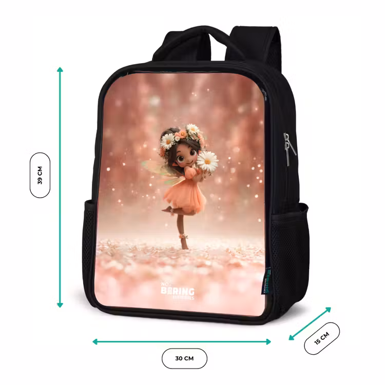 Kids backpack - Black - Fairy with daisies — 8