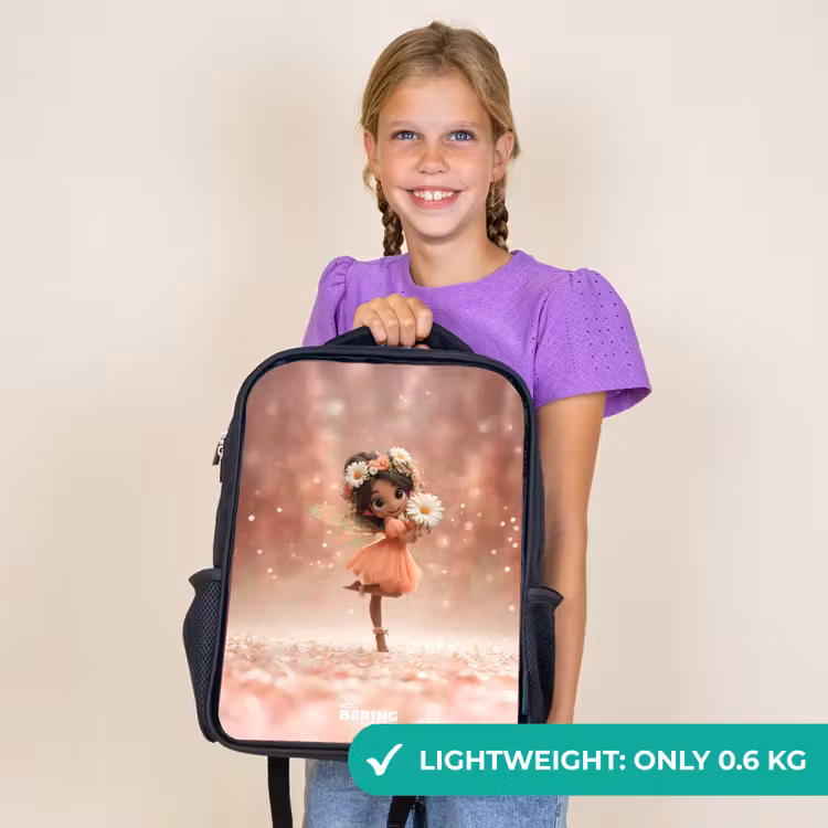 Kids backpack - Black - Fairy with daisies — 9