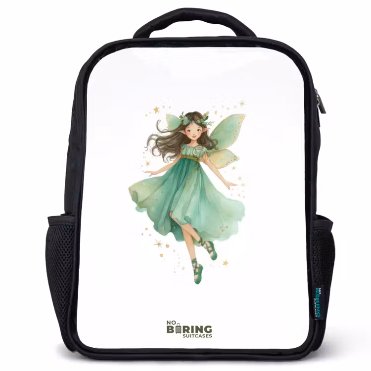 Kids backpack - Black - Floating green elf — 1