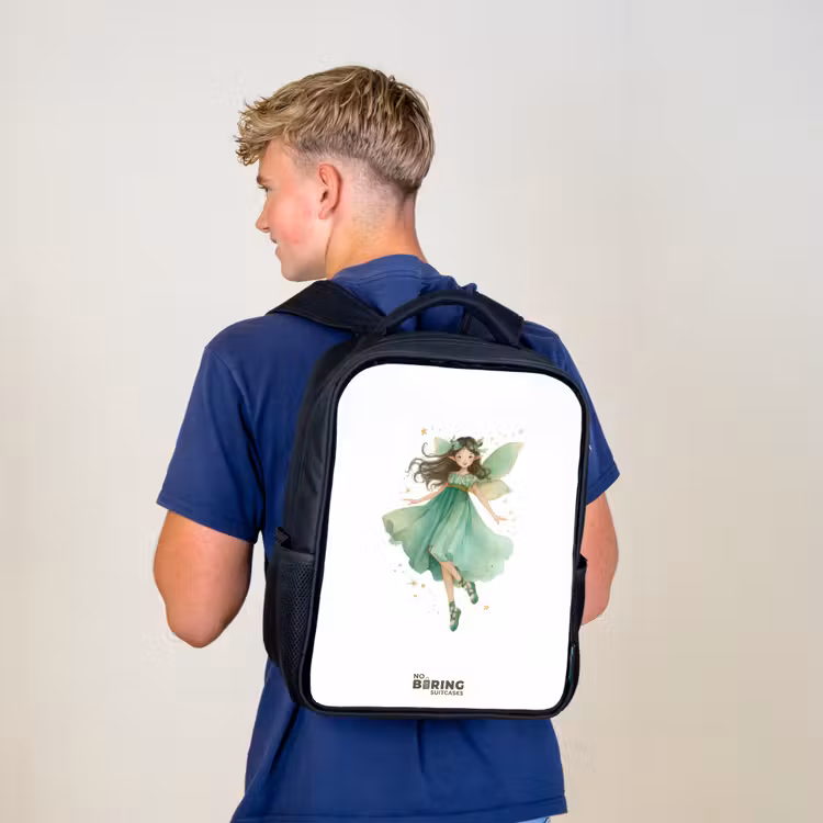 Kids backpack - Black - Floating green elf — 5