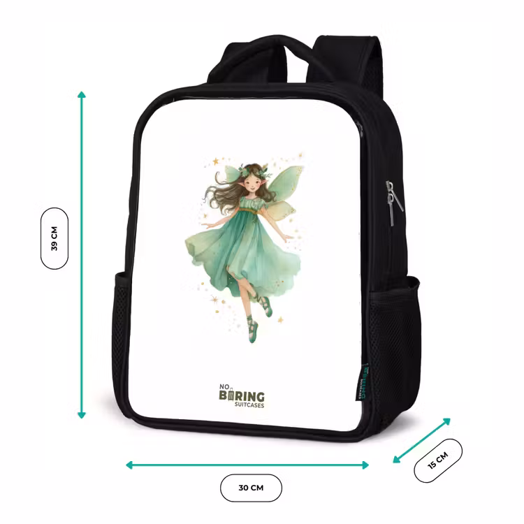 Kids backpack - Black - Floating green elf — 8