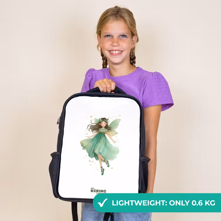 Kids backpack - Black - Floating green elf — 9