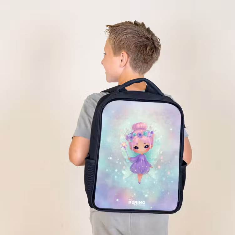 Kids backpack - Black - Flower fairy in pastel shine — 2