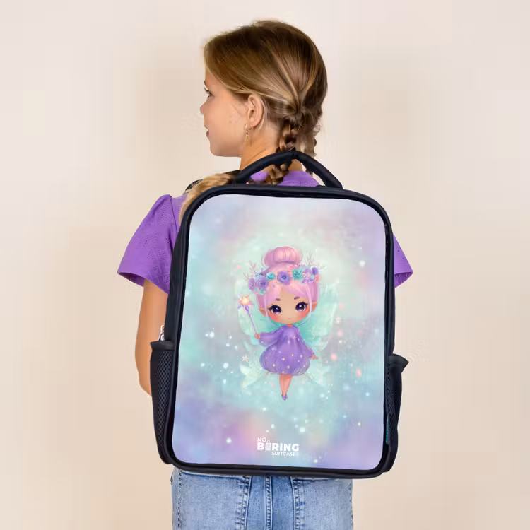 Kids backpack - Black - Flower fairy in pastel shine — 4