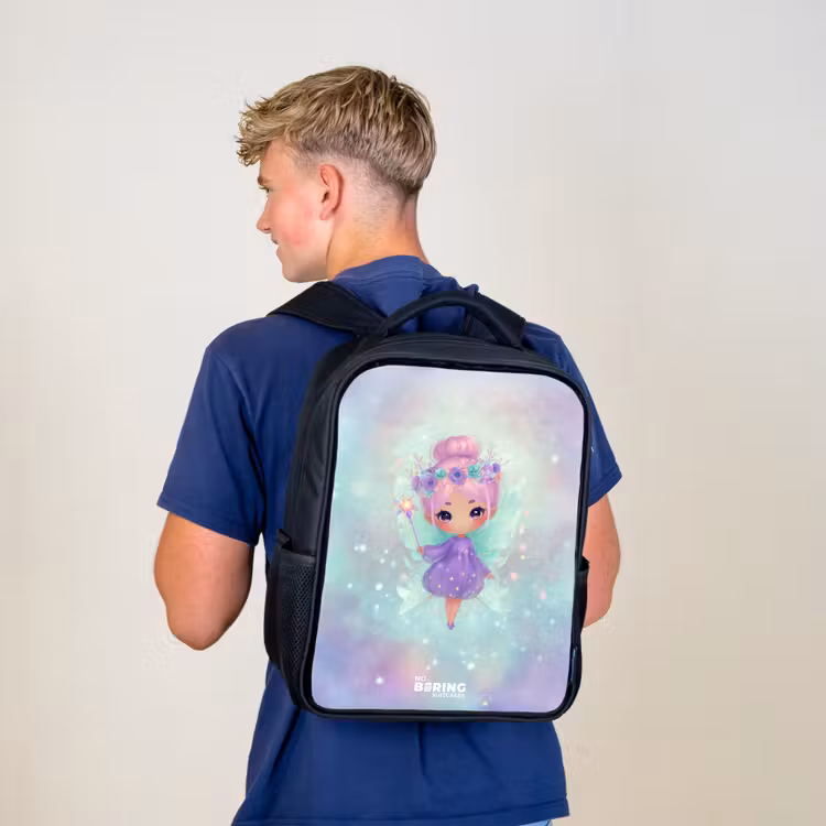 Kids backpack - Black - Flower fairy in pastel shine — 5