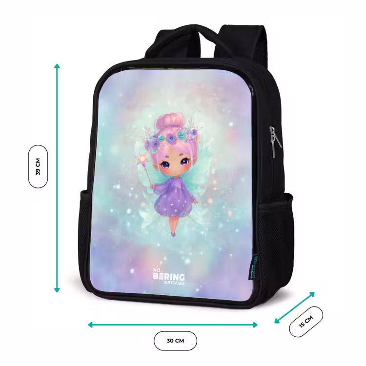 Kids backpack - Black - Flower fairy in pastel shine — 8