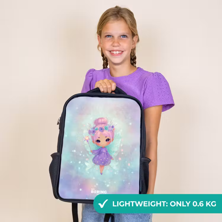 Kids backpack - Black - Flower fairy in pastel shine — 9