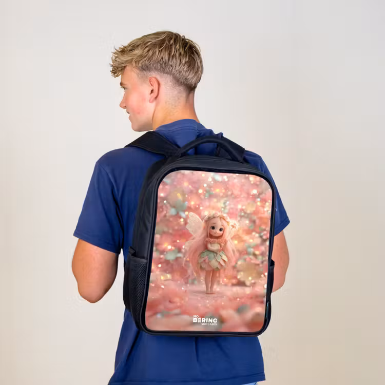 Kids backpack - Black - Flower fairy in pink fairy world — 5