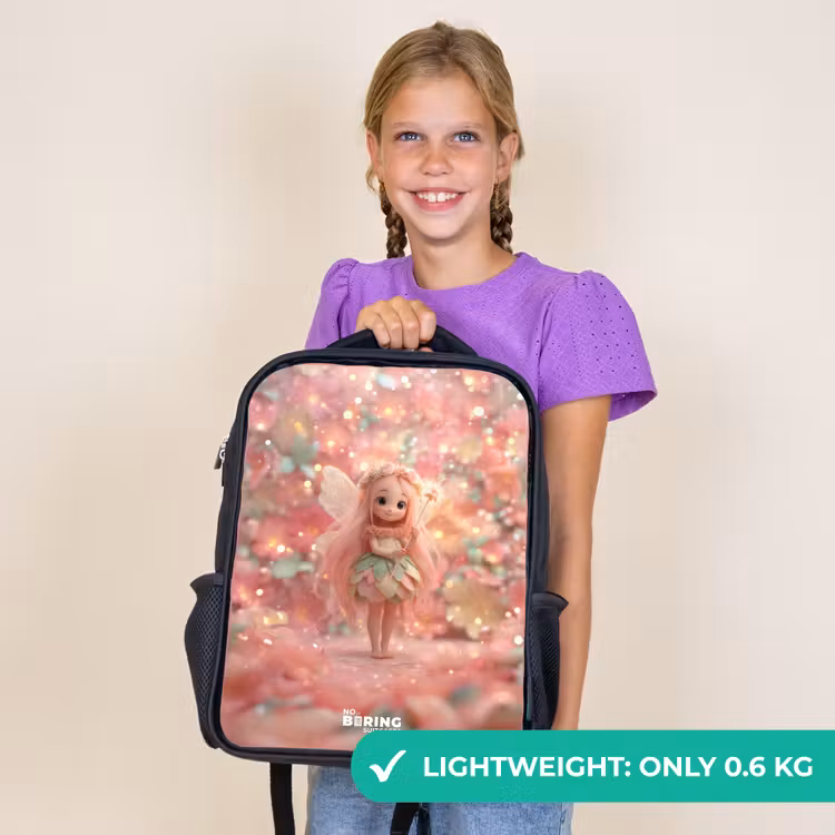 Kids backpack - Black - Flower fairy in pink fairy world — 9