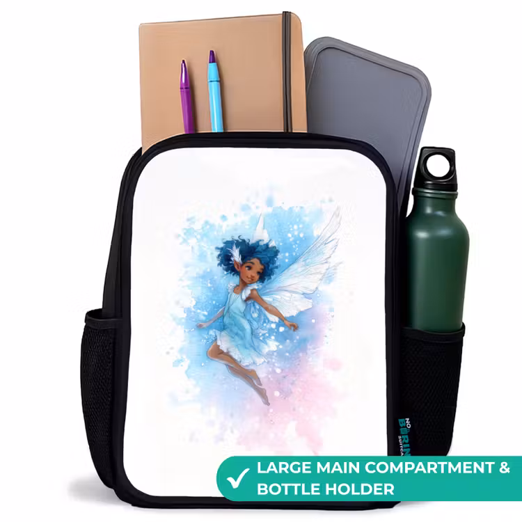 Kids backpack - Black - Flying fairy in shades of blue — 10