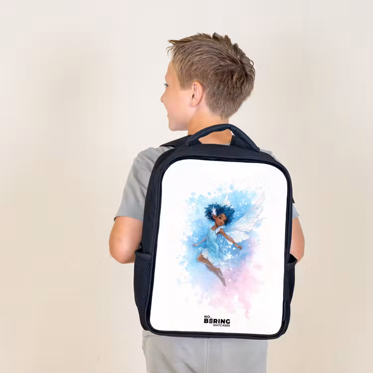 Kids backpack - Black - Flying fairy in shades of blue — 2