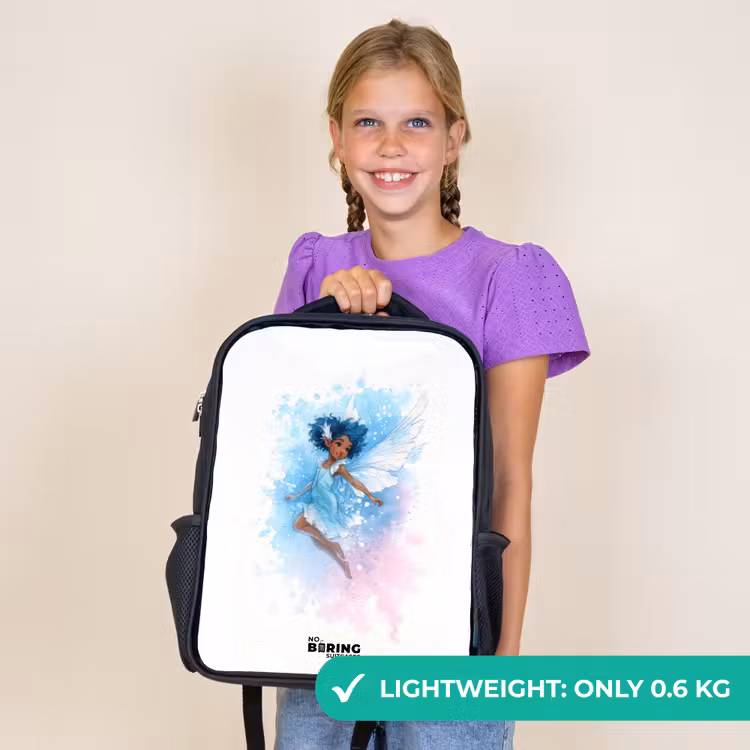 Kids backpack - Black - Flying fairy in shades of blue — 9