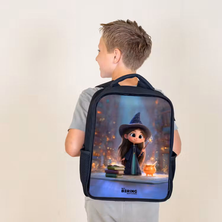 Kids backpack - Black - Little enchantress in library — 2