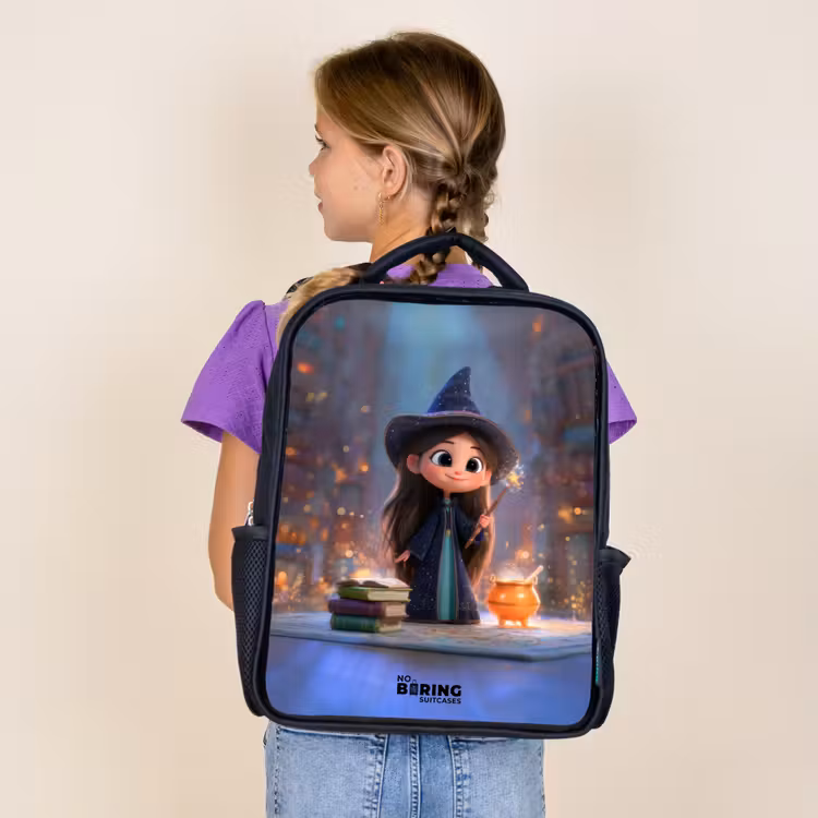 Kids backpack - Black - Little enchantress in library — 4