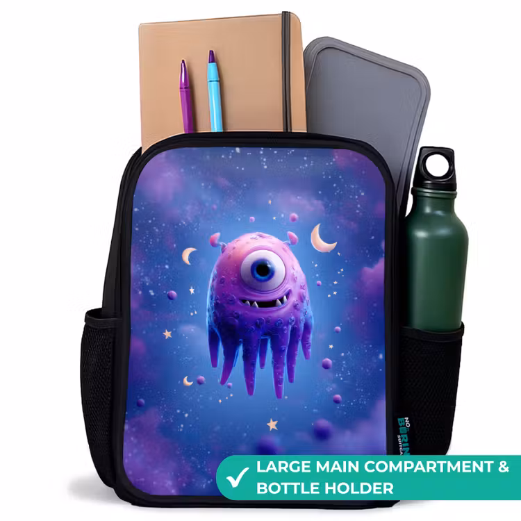 Kids backpack - Black - Merry purple eye in space — 10