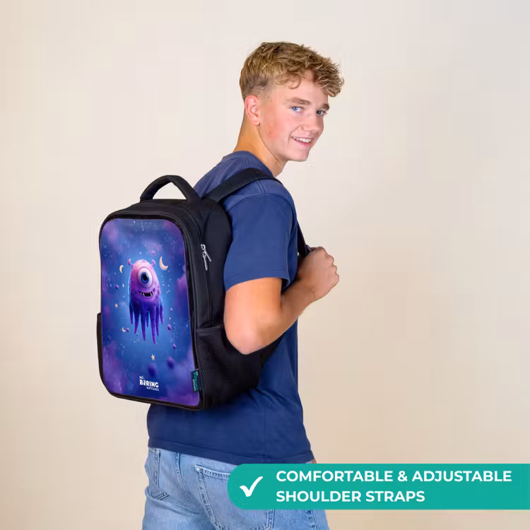 Kids backpack - Black - Merry purple eye in space — 11