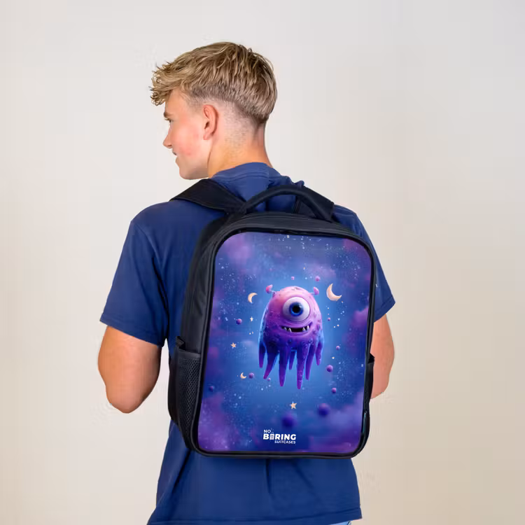 Kids backpack - Black - Merry purple eye in space — 5