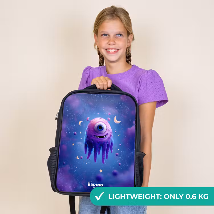 Kids backpack - Black - Merry purple eye in space — 9