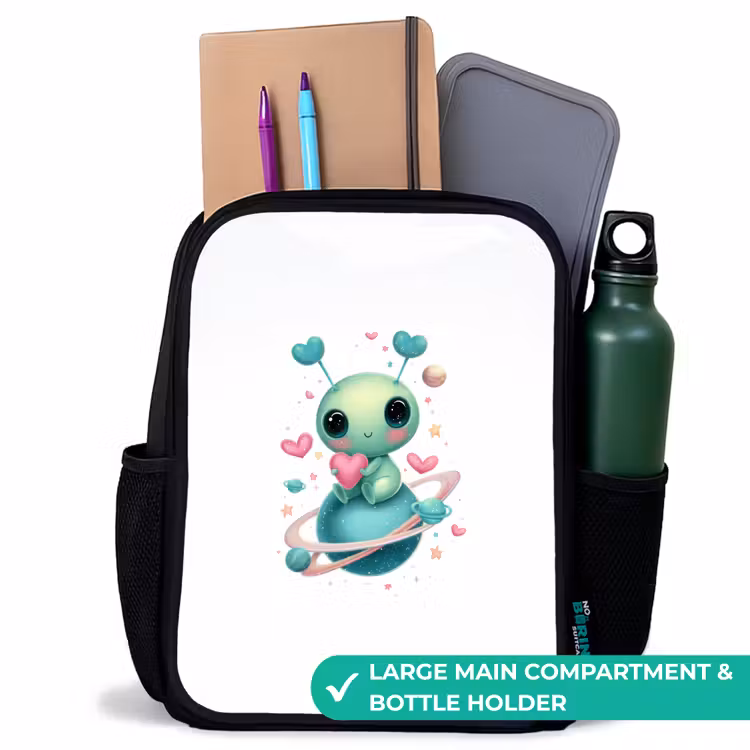Kids backpack - Black - Sweet alien creature with heart — 10