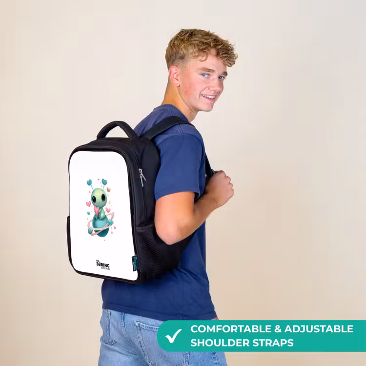 Kids backpack - Black - Sweet alien creature with heart — 11