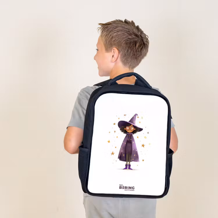 Kids backpack - Black - The purple wizard's cloak — 2