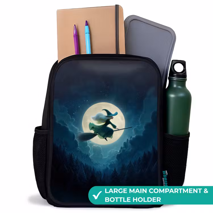 Kids backpack - Black - Witch in Moonlight Flight — 10