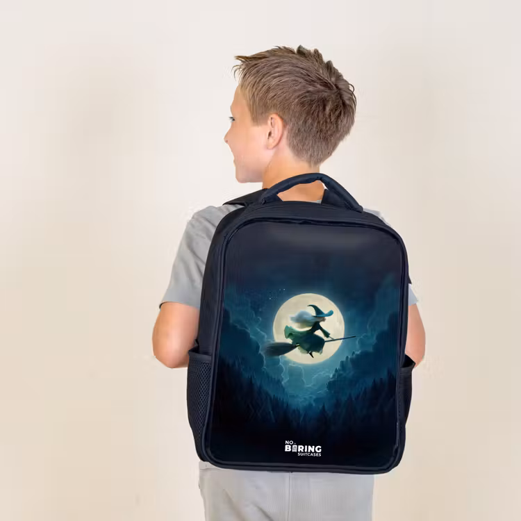 Kids backpack - Black - Witch in Moonlight Flight — 2