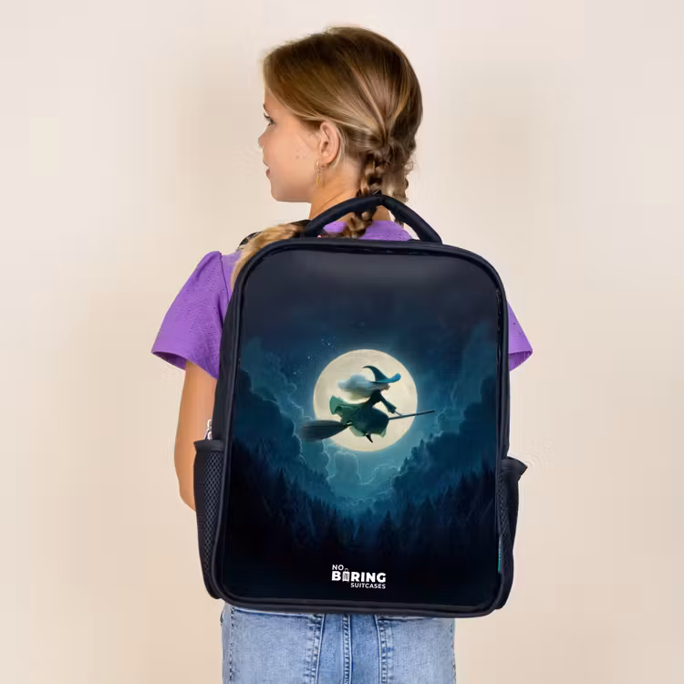 Kids backpack - Black - Witch in Moonlight Flight — 4