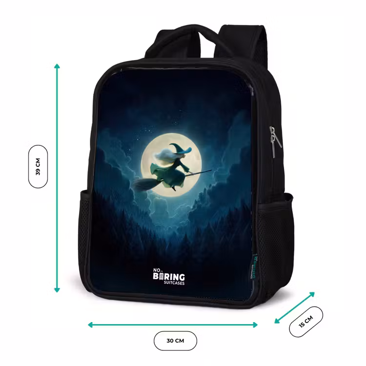 Kids backpack - Black - Witch in Moonlight Flight — 8