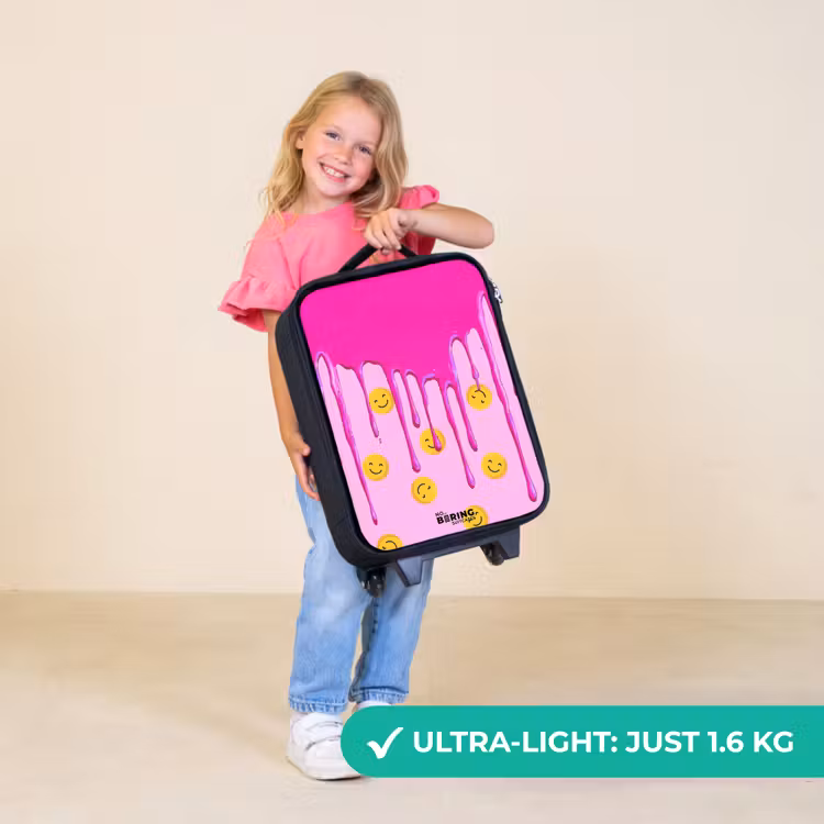 Children's suitcase - Paint - Smiley face - Pink — 5