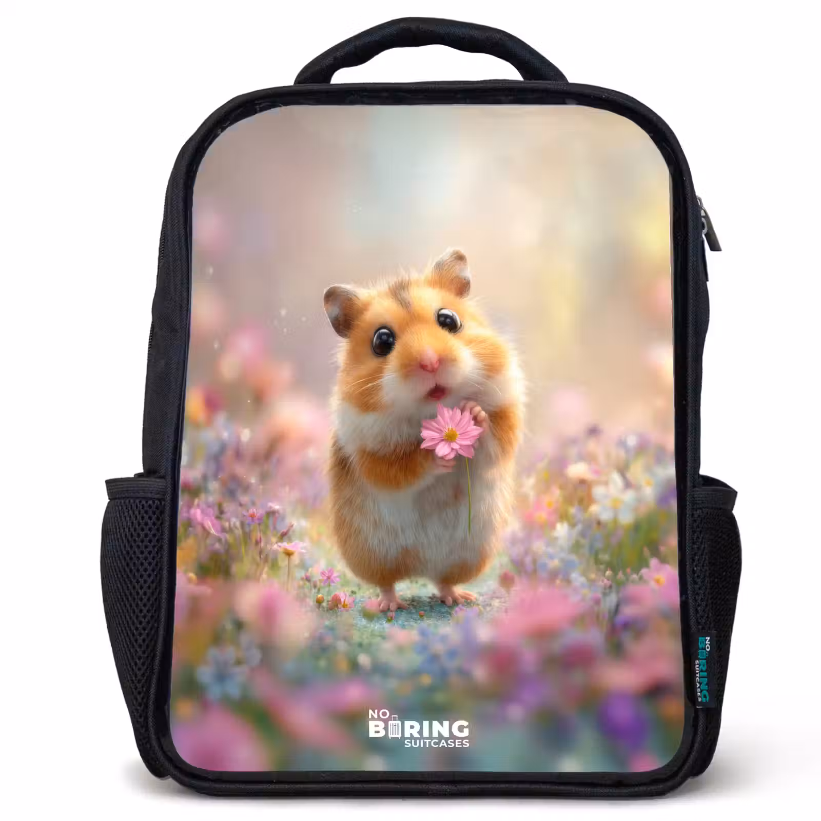 Kids backpack - Black - Hamster - Flower - Nature - Animal — 1