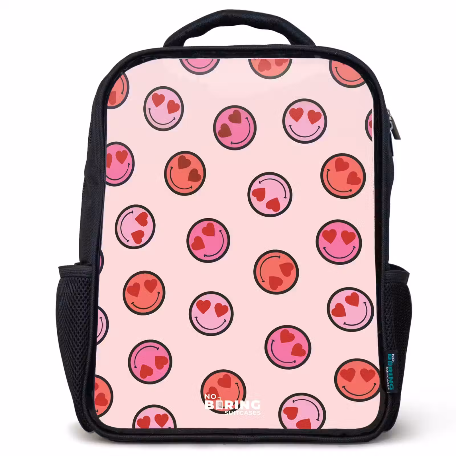 Kids backpack - Black - Heart - Smiley - Pattern — 1