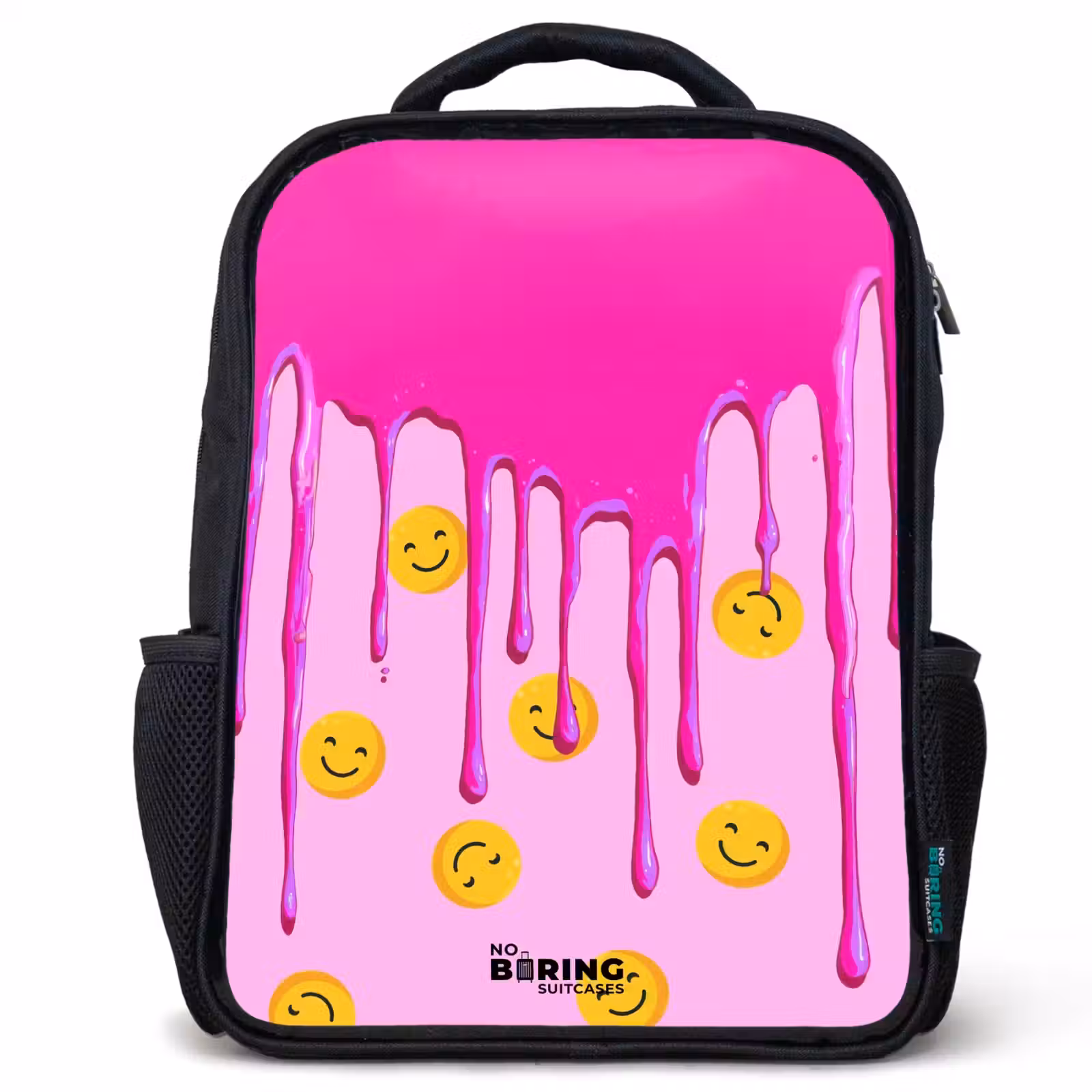 Kids backpack - Black - Paint - Smiley face - Pink — 1